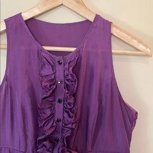 Silk Tuxedo Button Front Fit & Flare Dress